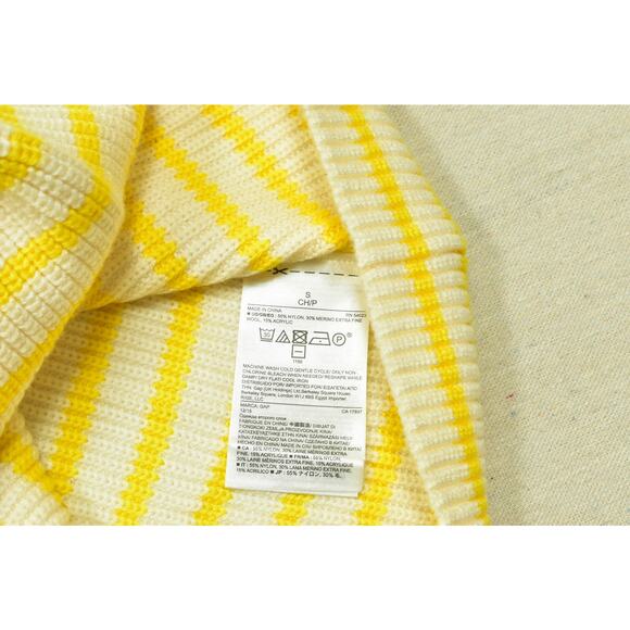 GAP Women's Yellow & White Striped Pullover Sweater Regular Size S Boat Neck - Picture 7 of 8